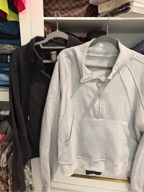 Light Gray Half-Zip Pullover Sweatshirt
